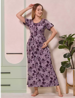 Alpine Floral Print Kurti Style Nighty With Pocket - Mangai Nighties