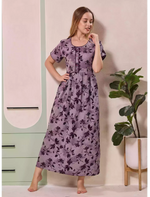Alpine Floral Print Kurti Style Nighty With Pocket - Mangai Nighties
