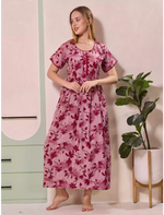 Alpine Floral Print Kurti Style Nighty With Pocket - Mangai Nighties