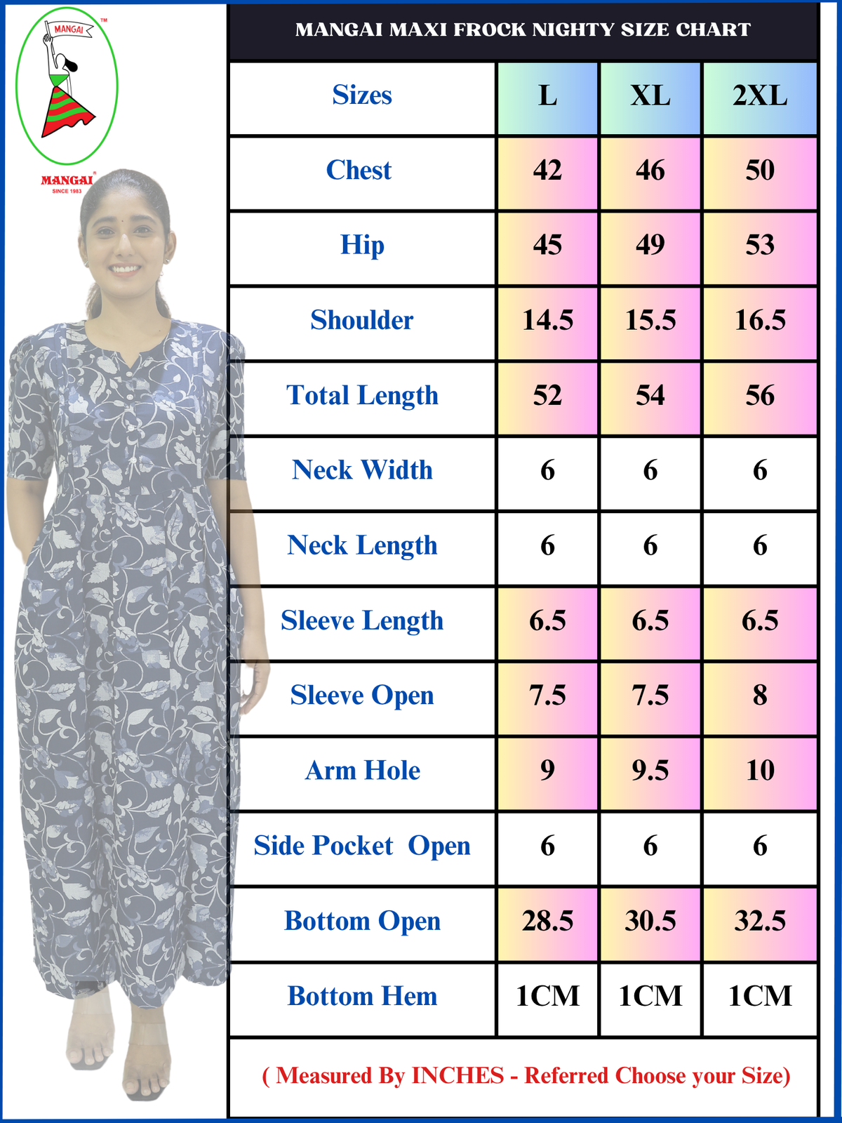 Floral Print Alpine Pleated Kurti Nighty with Pocket - Mangai Nighties