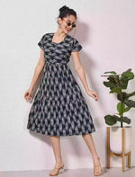Alpine Petal Sleeve Floral Print Maxi Dress Fit With Side Pocket - Mangai Nighties