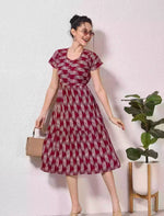 Alpine Petal Sleeve Floral Print Maxi Dress Fit With Side Pocket - Mangai Nighties