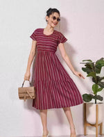 Alpine Petal Sleeve Floral Print Maxi Dress Fit - Mangai Nighties