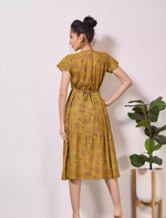 Alpine Geometric Print Maxi Dress Petal Sleeve for Mangai Nighties
