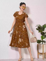 Alpine Petal Sleeve Printed Maxi Dress with Side Pocket - Mangai Nighties