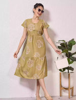 Alpine Petal Sleeve Floral Print Maxi Dress Fit with Back Tie - Mangai Nighties