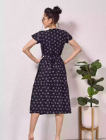 Alpine Petal Sleeve Printed Maxi Dress Elegance - Mangai Nighties