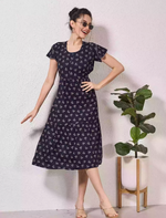 Alpine Petal Sleeve Printed Maxi Dress Elegance - Mangai Nighties