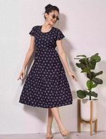 Alpine Petal Sleeve Printed Maxi Dress Elegance - Mangai Nighties
