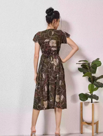 Alpine Petal Sleeve Printed Maxi Dress with Side Pocket - Mangai Nighties