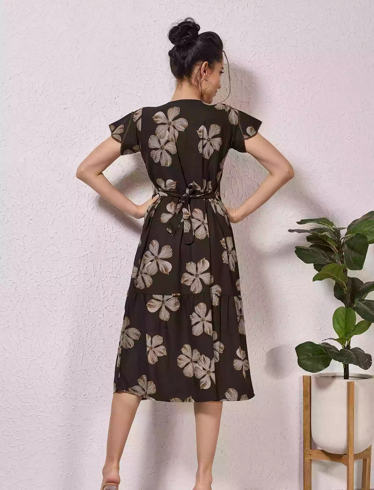 Alpine Petal Sleeve Printed Maxi Dress Elegance! - Mangai Nighties