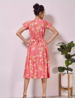 Alpine Petal Sleeve Floral Printed Maxi Dress Side Pocket - Mangai Nighties