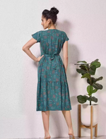 Alpine Geometric Print Maxi Dress Petal Sleeve for Mangai Nighties