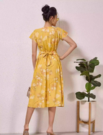 Alpine Petal Sleeve Floral Printed Maxi Dress Side Pocket - Mangai Nighties