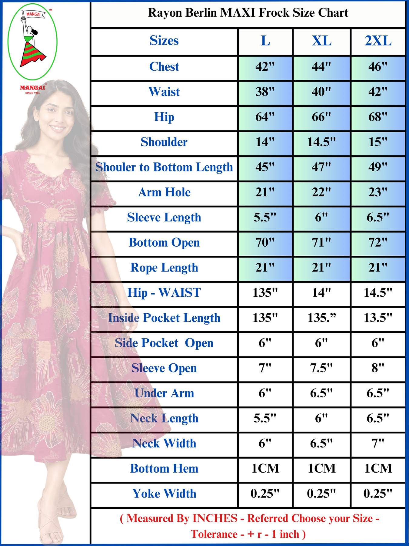 Festive Abstract Print Rayon Maxi Frock with Fancy Neck Mangai Nighties