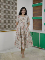 Abstract Floral Printed Berlin Maxi Frock with Back Tie Rope - Mangai Nighties