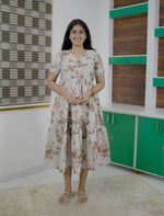 Abstract Floral Printed Berlin Maxi Frock with Back Tie Rope - Mangai Nighties