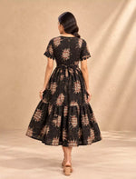 Abstract Print Festive Wear Rayon Berlin Maxi Frock with Scallop Sleeve Mangai Nighties