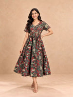 Geometric Abstract Mosaic Print Rayon Berlin Maxi Frock with Back Tie Rope Mangai Nighties
