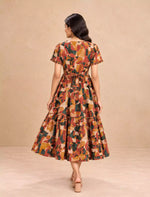 Geometric Abstract Mosaic Print Rayon Berlin Maxi Frock with Back Tie Rope Mangai Nighties