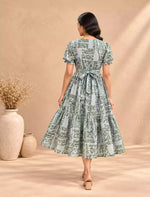 Geometric Print Rayon Berlin Maxi Frock with Back Tie Rope - Mangai Nighties