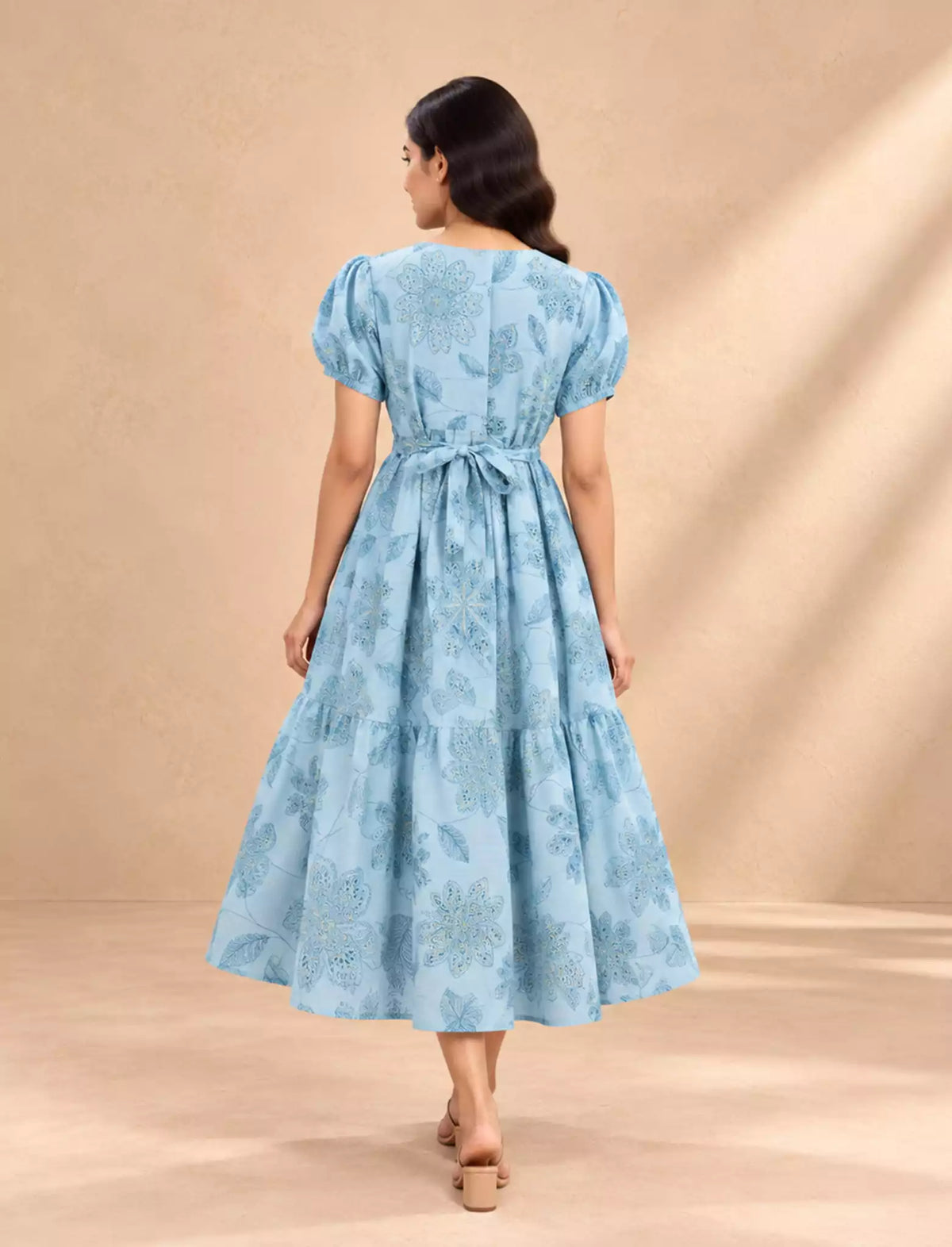 Festival Wear Floral Rayon Berlin Maxi Frock With Back Tie - Mangai Nighties