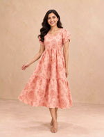 Festival Wear Floral Rayon Berlin Maxi Frock With Back Tie - Mangai Nighties
