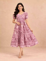Geometric Print Rayon Berlin Maxi Frock with Back Tie Rope - Mangai Nighties
