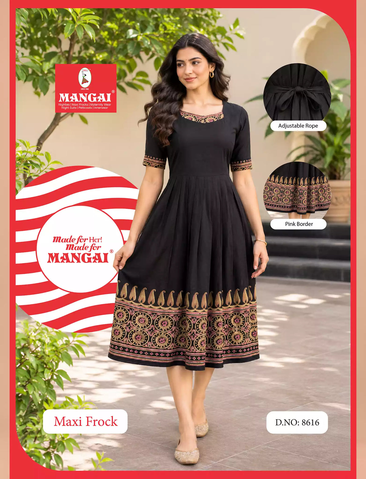 Paisley Floral Print Festival Arrival Border Rayon Maxi Frock | Mangai Nighties