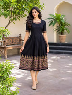 Paisley Floral Print Festival Arrival Border Rayon Maxi Frock | Mangai Nighties