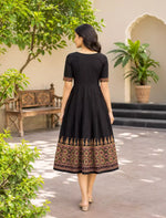 Paisley Floral Print Festival Arrival Border Rayon Maxi Frock | Mangai Nighties