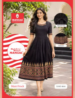 Paisley Floral Print Festival Arrival Border Rayon Maxi Frock | Mangai Nighties
