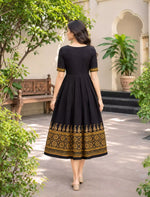 Paisley Floral Print Festival Arrival Border Rayon Maxi Frock | Mangai Nighties