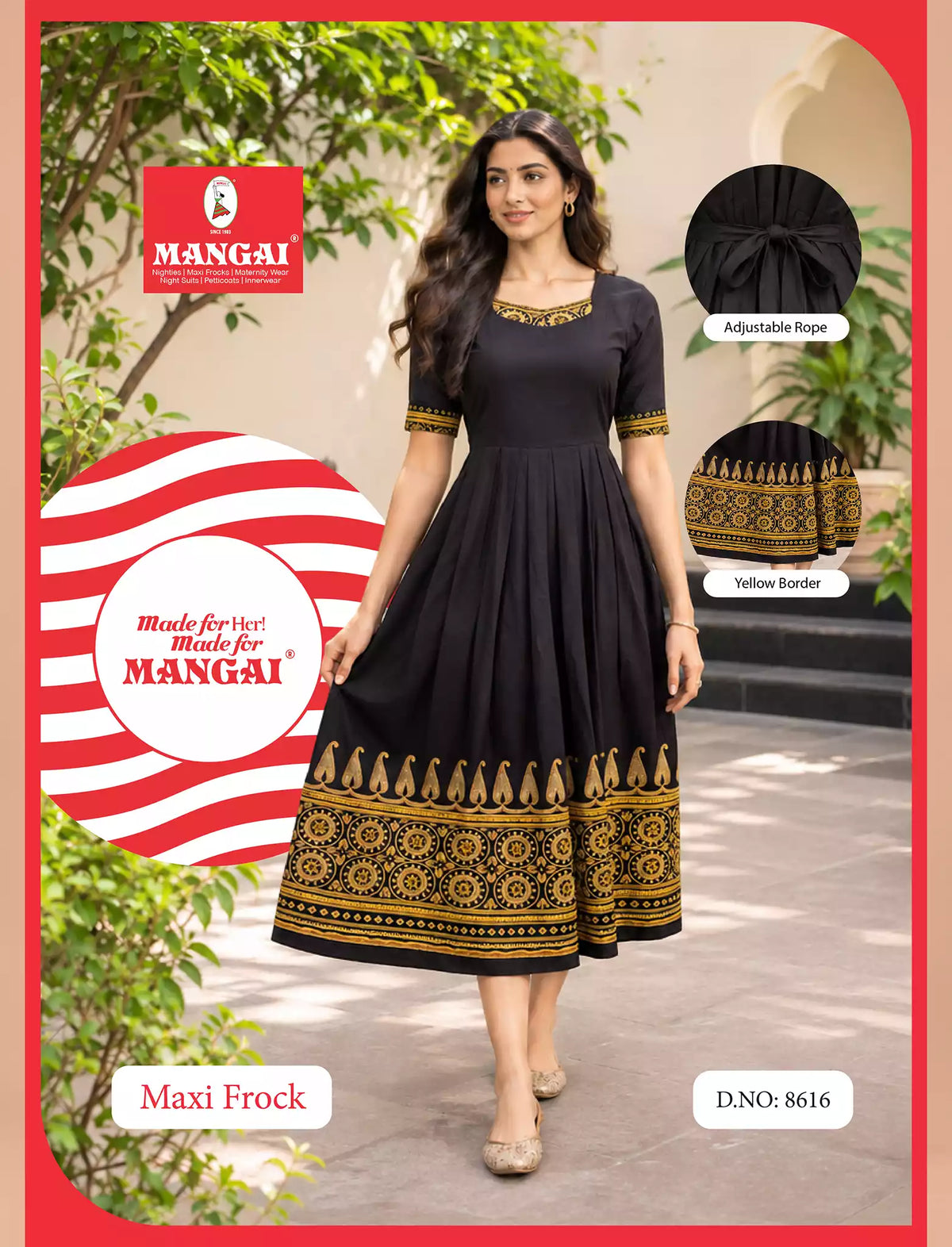 Paisley Floral Print Festival Arrival Border Rayon Maxi Frock | Mangai Nighties