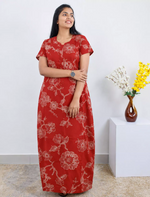 Cotton Printed Pleated Model Half Sleeve 4XL Size Nighties - Fancy Neck | With Side Pocket |Shrinkage Free Nighties | Trendy Collection's for Stylish Women's (4PZ)