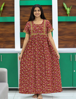 Cotton FROCK Model Casual Wear Nighties | Stylish Pleated Frock Style - Mangai Nighties