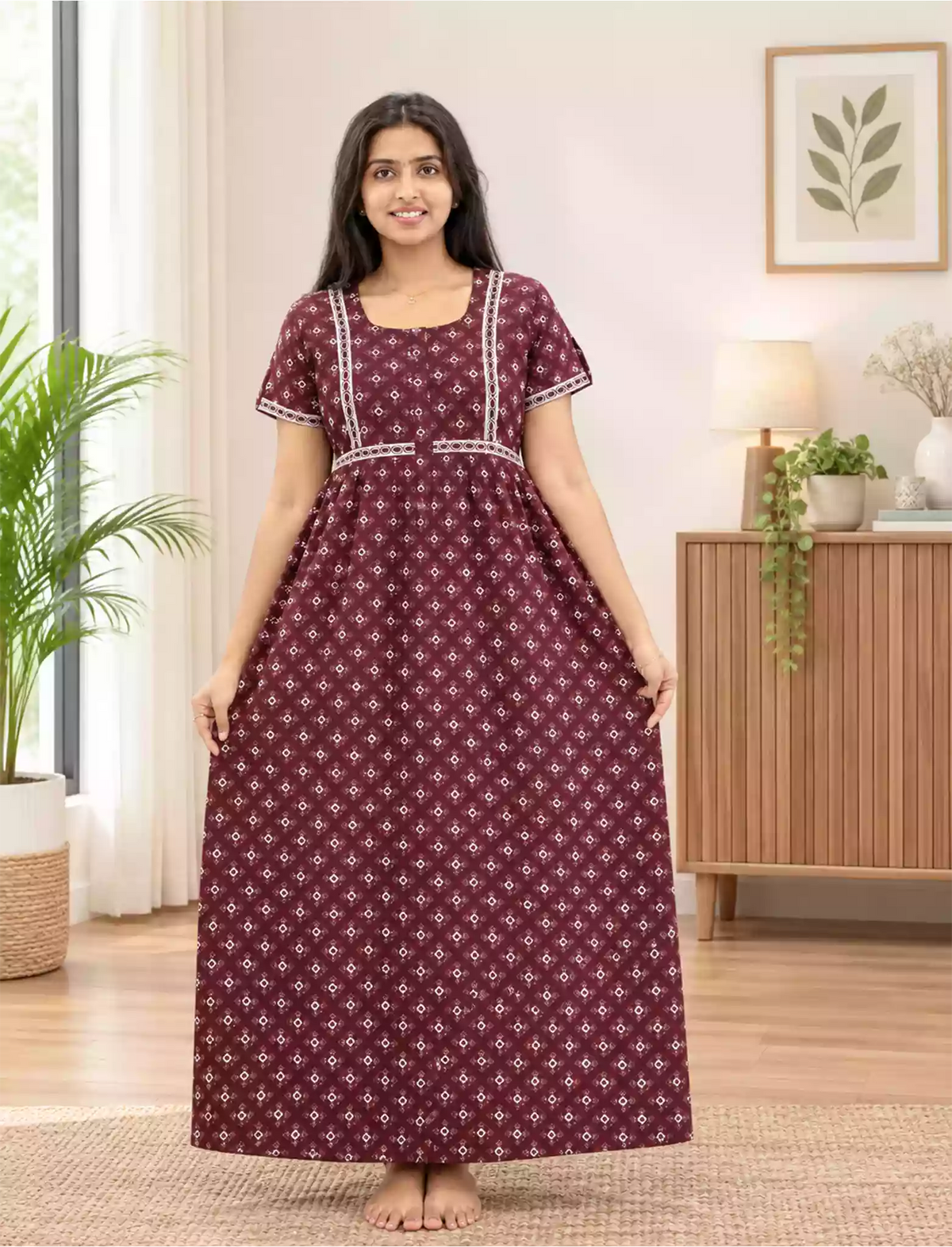 Cotton FROCK Model Casual Wear Nighties | Stylish Pleated Frock Style | Multipurpose Nighties | Pregnancy Wear | Pleated Model | Stylish Nighties for Stylish Women (PWC)