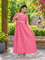 Floral Print Cotton Feeding and Casual Frock Mangai Nighties
