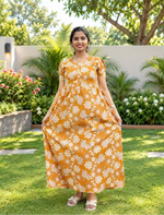Cotton Floral Print Casual & Feeding Frock - Mangai Nighties