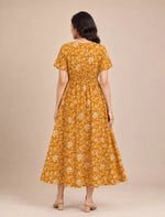 Cotton Floral Print Gathering Frock for Women with Pocket | Mangai Nighties
