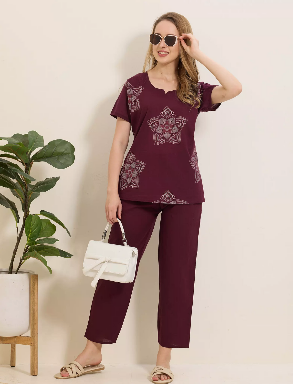 Summer Arrivals Cotton Night Suits Top & Bottom Set | Half Sleeve | Fancy Neck with Side Pocket | Soft Cotton Nightdress for Trendy Women and Teenage Girl's (TPS-H)