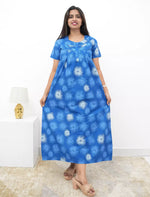 Cotton Floral Printed Front Zipper Nighty with Pocket | Mangai Nighties