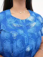 Cotton Floral Printed Front Zipper Nighty with Pocket | Mangai Nighties