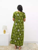Cotton Floral Printed Front Zipper Nighty with Pocket | Mangai Nighties