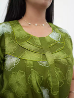 Cotton Floral Printed Front Zipper Nighty with Pocket | Mangai Nighties