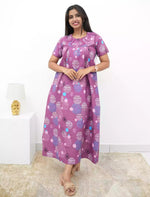 Abstract Cotton Pleated Nightdress with Side Pocket | Mangai Nighties