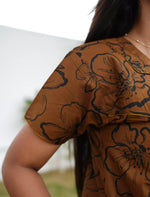 Floral Print Cotton Pleated Nighty with Side Pocket | Mangai Nighties