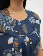 Abstract Cotton Pleated Nightdress with Side Pocket | Mangai Nighties