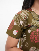 Abstract Cotton Pleated Nightdress with Side Pocket | Mangai Nighties