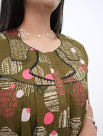 Abstract Cotton Pleated Nightdress with Side Pocket | Mangai Nighties